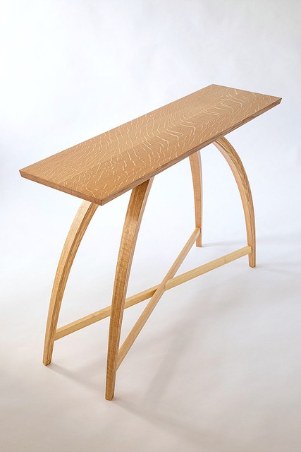 wood table with curved legs